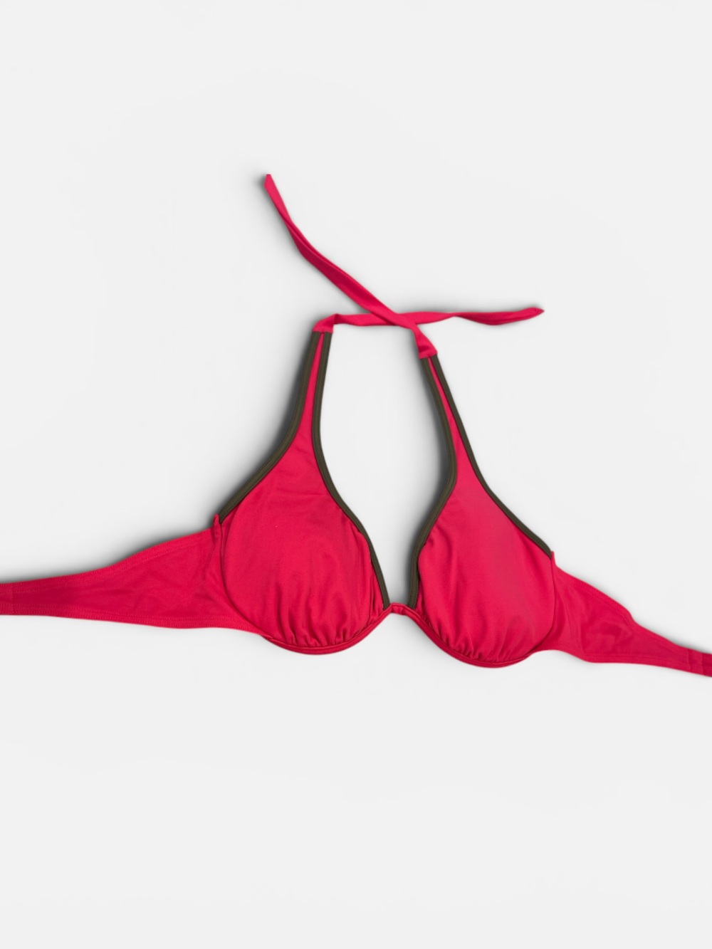 Y2K Victoria's Secret Hot Pink Halter Bikini Top with Brown Trim